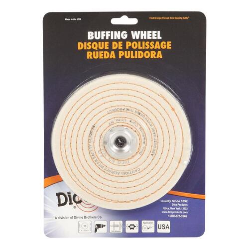 Buffing Wheel, 6 in Dia, 1/2 in Thick, Spiral Sewn Cotton