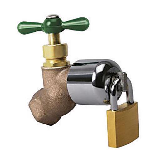 Hose Bibb Lock 3/4" Hose MPT Anti-Siphon Brass Chrome Plated