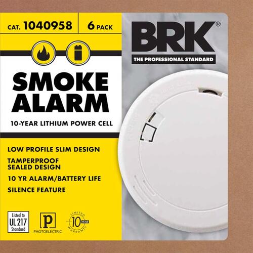 BRK 1040958 Smoke/Fire Detector Battery-Powered Photoelectric