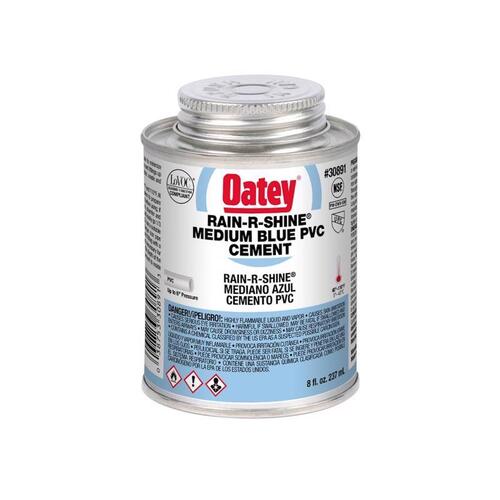 Oatey 30891 Rain-R-Shine 30891LV Medium-Bodied Fast Set Cement, 8 oz Can, Liquid, Blue