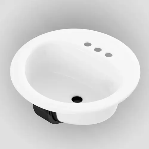 Bootz 021-2435-00 Laurel Series Lavatory Sink, Round Basin, 3-Deck Hole, 19 in OAW, 19 in OAH, 7-13/16 in OAD, Steel White