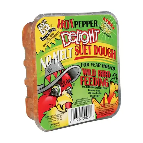 C & S 12553-XCP12 No Melt Suet Dough Delights Bird Suet, Hot Pepper Flavor, 11.75 oz - pack of 12