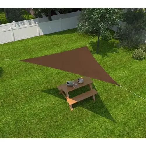 Coolaroo 449308 Triangle Shade Sail Canopy Ready-To-Hang Polyethylene 142" W X 142" L Mocha