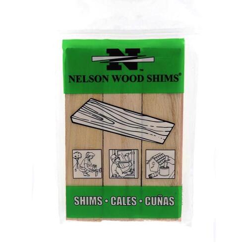 Shim, 6 in L, 1-1/2 in W, Pine Wood, Natural - pack of 9