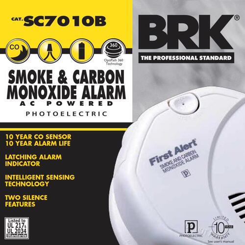 Smoke and Carbon Monoxide Detector Hard-Wired w/Battery Back-up Electrochemical/Photoelectric