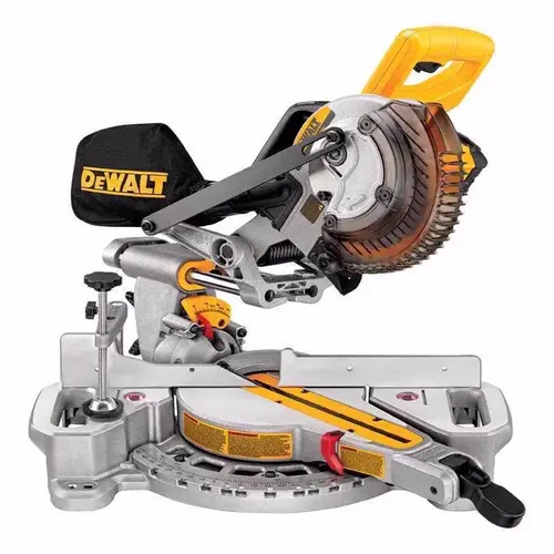 Sliding Miter Saw, Battery, 7-1/4 in Dia Blade, 3750 rpm Speed, 45 deg Max Miter Angle Black/Yellow