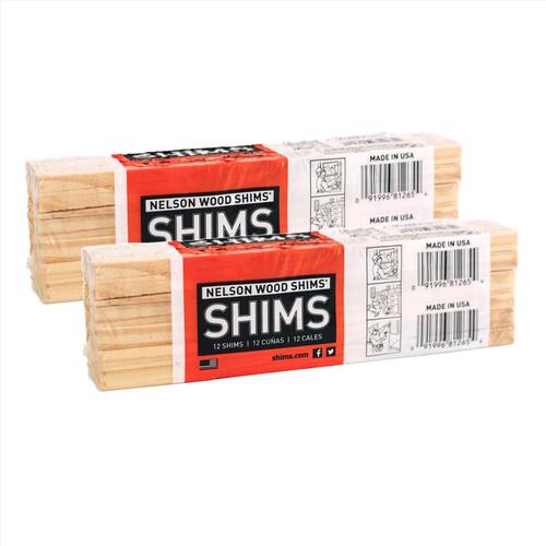 Nelson PSH8/12/36/65 Shim, 8 in L, 1-3/8 in W, 1/4 in Thick, Pine Wood - pack of 12