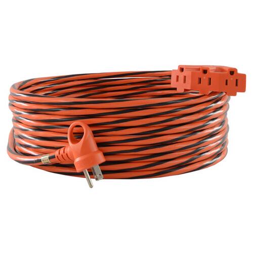 Triple Outlet Cord Indoor or Outdoor 50 ft. L Black/Orange 12/3 SJTW Black/Orange