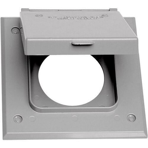 20/50 Amp Receptacle Cover Square Metal 2 gang Wet Locations Gray