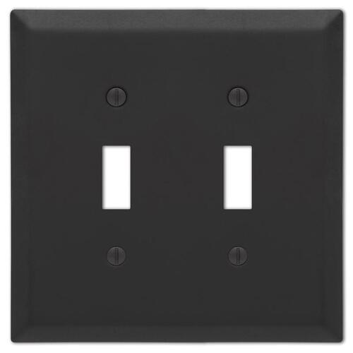 Wall Plate Century Matte Black 2 gang Stamped Steel Toggle Matte