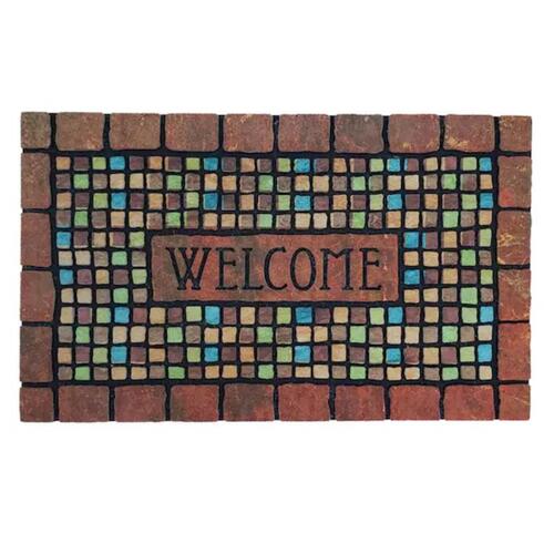 Floor Mat 30" L X 18" W Multicolored Terra Cotta Nylon Multicolored