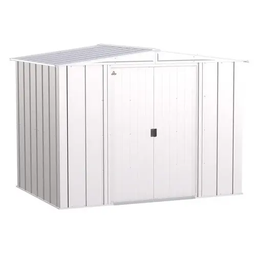 Arrow CLG86FG Storage Shed Classic 8 ft. x 6 ft. Metal Vertical Peak without Floor Kit Flute Gray