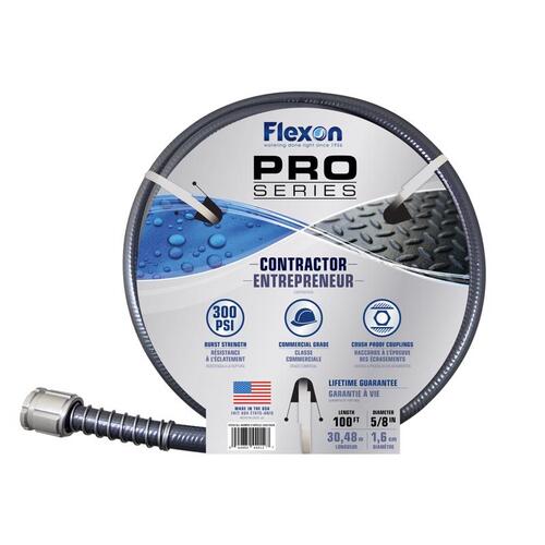 Flexon CG58100ACE Contractor Grade Hose Pro Series 5/8" D X 100 ft. L Heavy Duty Contractor Grade Gray Gray