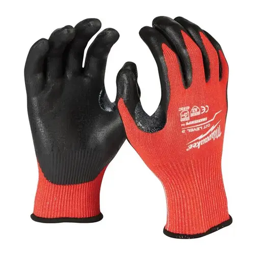 Gloves, Unisex, XL, 7.77 to 7.97 in L, Nitrile, Red