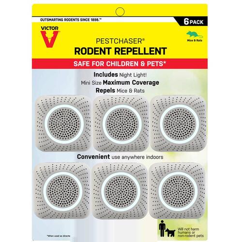 PestChaser Rodent Repellent, Plug-In, 1.69 in L, Repels: Mice, Rats - pack of 6
