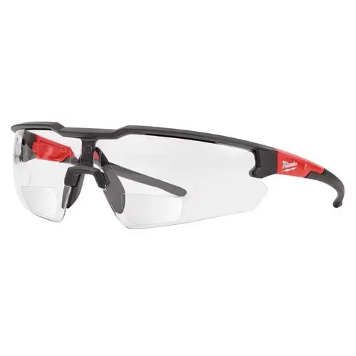 Safety Glasses, Unisex, Anti-Scratch Lens, Polycarbonate Lens, Plastic Frame, Black/Red Frame