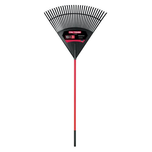 Leaf Rake Tru-Tough 71.5" 30 Tine Poly Fiberglass Handle Black/Red