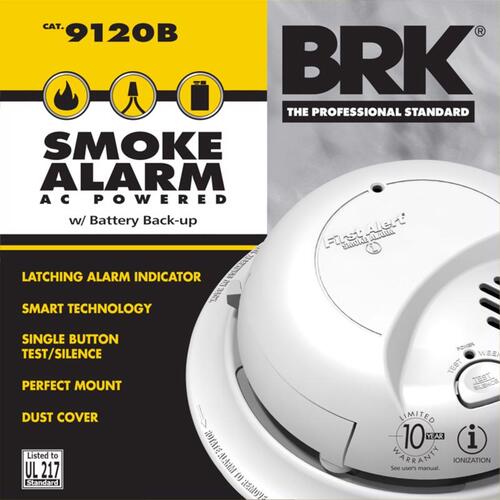 Smoke/Fire Detector Hard-Wired w/Battery Back-up Ionization