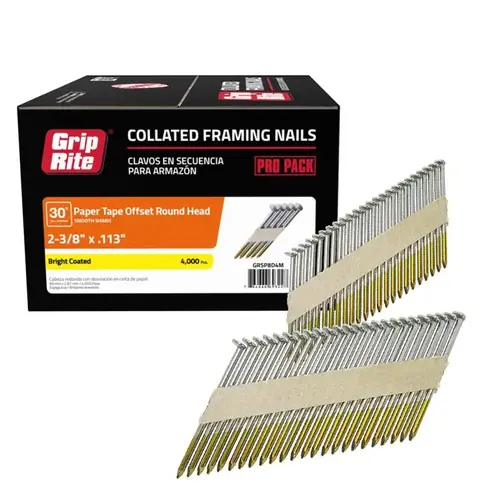 Framing Nails 2-3/8" Angled Strip 30 deg Smooth Shank Bright