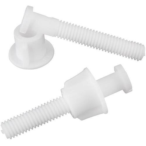 Seat Hinge Bolt Set, Plastic White - pack of 2