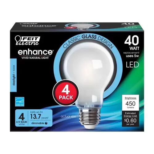 LED Bulb Enhance A19 E26 (Medium) Daylight 40 Watt Equivalence White