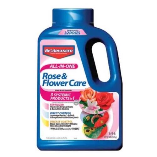 All-in-One Rose and Flower Care, 4 lb Bottle, Granular, 6-9-6 N-P-K Ratio