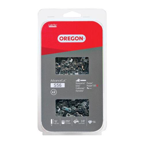 Oregon S56T Chainsaw Chain, 0.05 Gauge, 3/8 in TPI/Pitch, 56-Link - 2 PK 16IN
