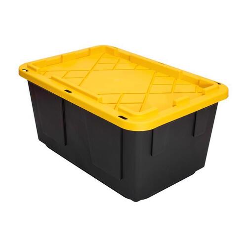 Homz 4427BKYL.04-XCP4 Utility Tote Durabilt 14.375" H X 20.5" W X 30.75" D Stackable Black/Yellow - pack of 4
