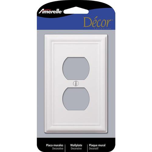 Receptacle Wallplate, 5 in L, 2-7/8 in W, 1 -Gang, Steel, White, Screw Mounting - pack of 4