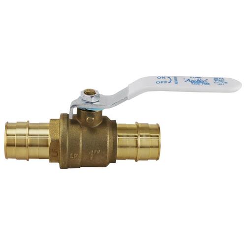 Ball Valve, 1 in Connection, Barb, 200 psi Pressure, Quarter-Turn Actuator, Brass Body