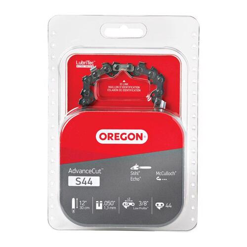 Oregon S44 Chainsaw Chain, 12 in L Bar, 0.05 Gauge, 3/8 in TPI/Pitch, 44-Link