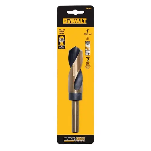 Drill Bit, 1 in Dia, 6 in OAL, Parabolic Flute, 2-Flute, 1/2 in Dia Shank, Reduced Shank Black Oxide