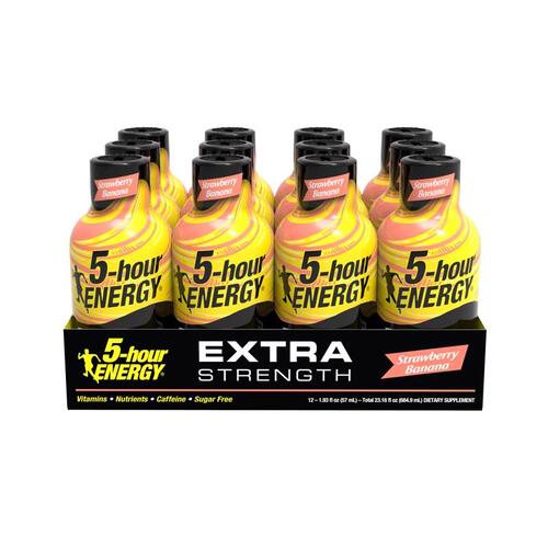 5-HOUR ENERGY 786127-XCP12 Energy Shot Extra Strength Sugar Free Strawberry/Banana 1.93 oz - pack of 12