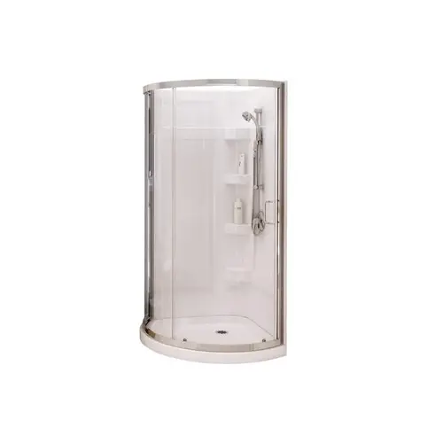 MAAX 300001000001102 MAAX Cyrene 2 Shower Kit, 34 in L, 34 in W, 76 in H, Acrylic, Chrome, Glue Up Installation, Round White