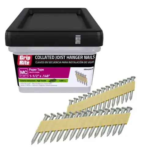 Grip-Rite GRJH4DHG1M Joist Hanger Nails 1-1/2" 9 Ga. Angled Strip 33 deg Smooth Shank Hot Dipped Galvanized