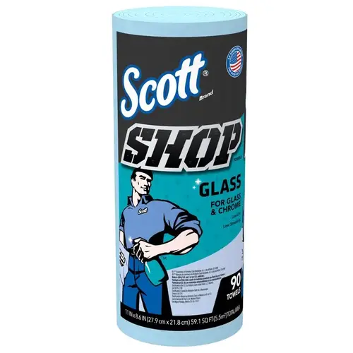 SCOTT 32896 Glass Towel, 11 in L, 8.6 in W Blue
