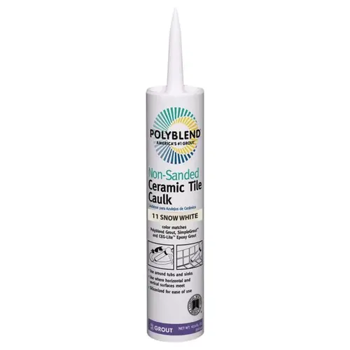 Custom Building Products PC1110N-6 Caulk Polyblend Snow White Siliconized Acrylic Tile 10.5 oz Snow White
