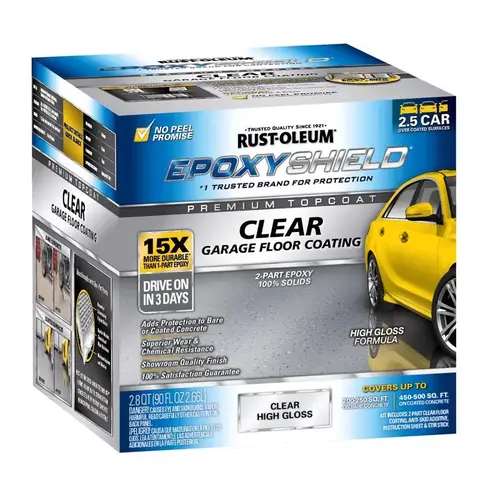 EPOXYSHIELD Floor Coating Kit, High-Gloss, Clear, Liquid