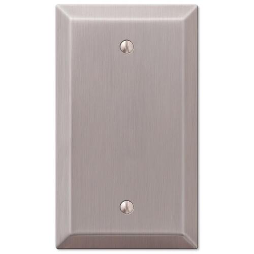 Wall Plate Century Brushed Nickel Gray 1 gang Stamped Steel Blank Brushed Nickel