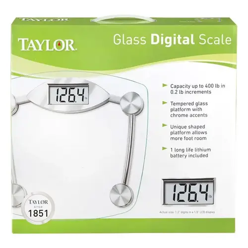 TAYLOR PRECISION PRODUCTS 75064192 Bathroom Scale 400 lb Digital Clear Clear Chrome
