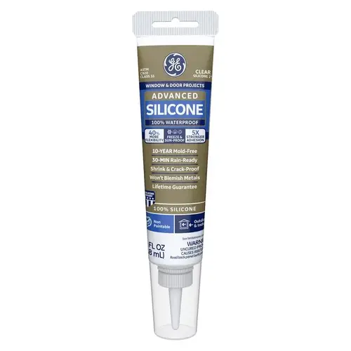 Caulk Sealant Advanced Clear Silicone 2 Window and Door 2.8 oz Clear