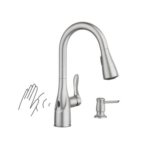 Arlo Series Pull-Down Kitchen Faucet, 1.5 gpm, 1-Faucet Handle, Metal, Stainless Steel, Deck Mounting