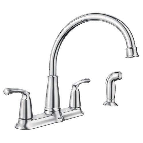 Moen 87403 Kitchen Faucet Bexley Two Handle Chrome Side Sprayer Included Chrome