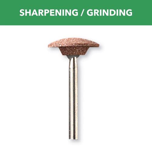 Grinding Stone, 5/8 in Dia, 1/8 in Arbor/Shank, Aluminum Oxide Abrasive Green