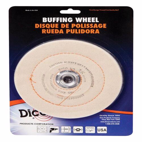 Buffing Wheel, 6 in Dia, 1/2 in Thick, Cotton
