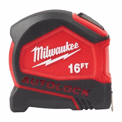 Tape Measure, 16 ft L Blade Black/Red