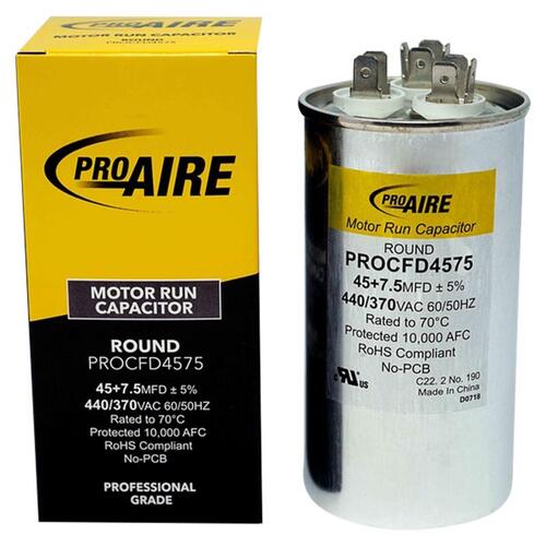 Perfect Aire PROCFD4575 Round Run Capacitor ProAire 45+7.5 MFD 370 V