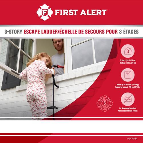 First Alert 1047154 Fire Escape Ladder 24 ft. H 375 lb. capacity