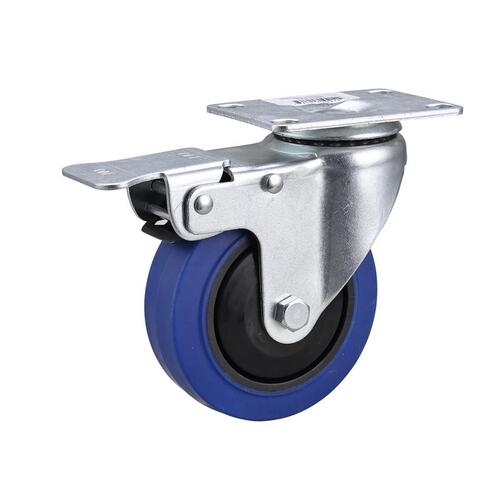 Caster 4" D Swivel Soft Rubber 265 lb Blue