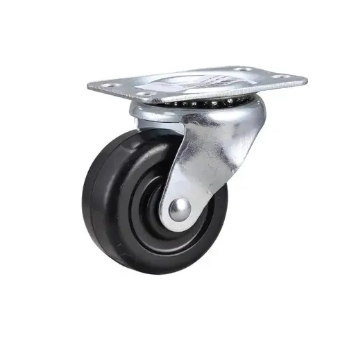 Caster 2" D Swivel Soft Rubber 90 lb Black/Silver